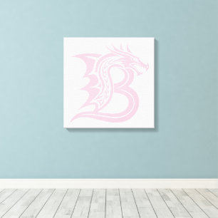 Toile Lettre B de style dragon, Alphabet Dragon, Monogra