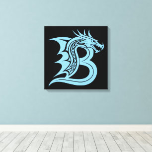 Toile Lettre B de style dragon, alphabet du dragon, mono