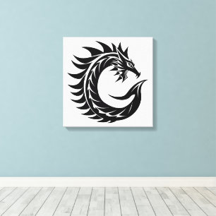 Toile Lettre C de style dragon, Alphabet Dragon, Monogra