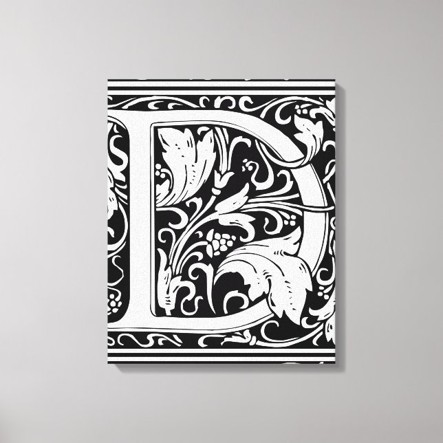 Toile Lettre D Monogramme médiéval Art Nouveau (Recto)