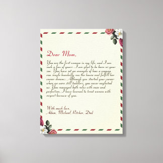 Toile Lettre d'amour personnalisée chic couples manuscri
