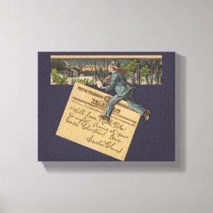 Toile Lettre de Noël Père Noël vintage