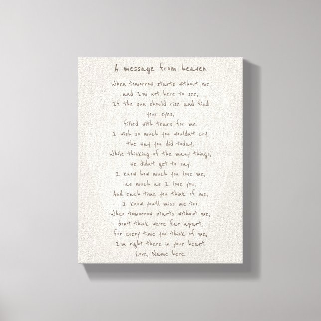 Toile Lettre du Ciel - En mémoire d'amour Poème du Ciel (Recto)