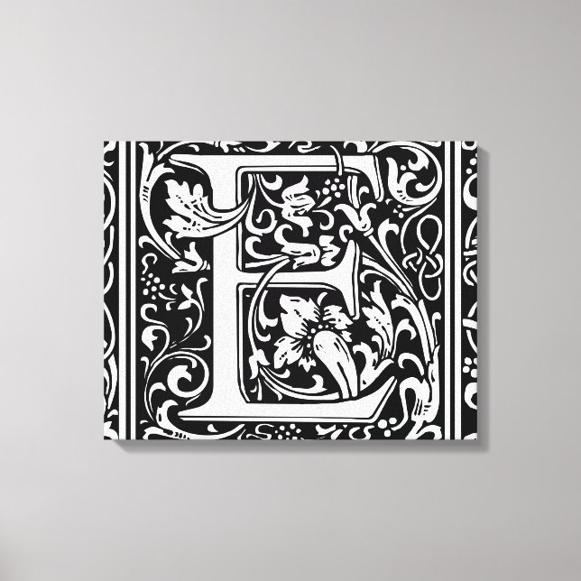 Toile Lettre E Monogramme médiéval Art Nouveau (Recto)