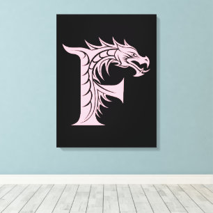 Toile Lettre F de style dragon, alphabet du dragon, mono