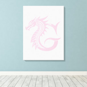 Toile Lettre G de style dragon, alphabet du dragon, mono