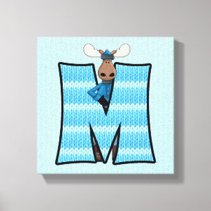 Toile LETTRE GRANDE MOOSE Bleue M