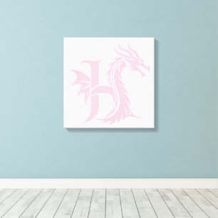 Toile Lettre H de style dragon, alphabet du dragon, mono