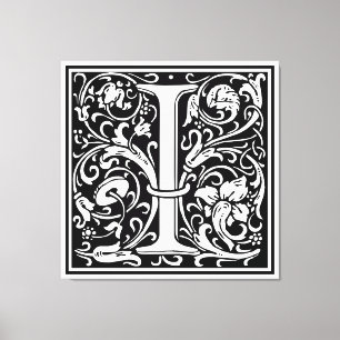 Toile Lettre I Monogramme médiéval Art Nouveau