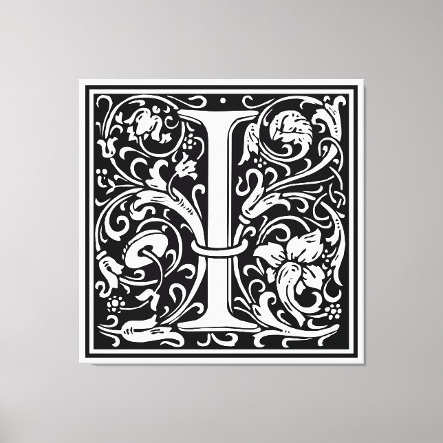 Toile Lettre I Monogramme médiéval Art Nouveau (Recto)
