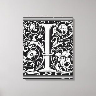 Toile Lettre I Monogramme médiéval Art Nouveau