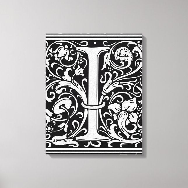 Toile Lettre I Monogramme médiéval Art Nouveau (Recto)