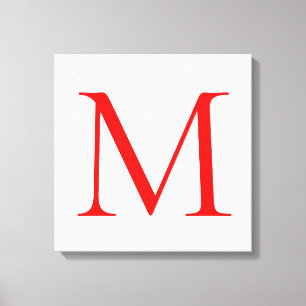 Toile Lettre initiale rouge blanc monogrammé professionn