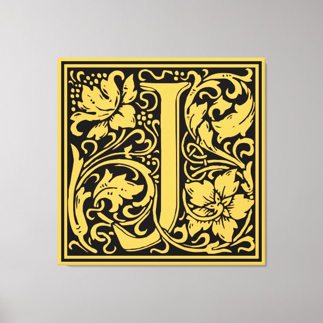 Toile Lettre J Monogramme médiéval Art Nouveau (Recto)