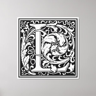 Toile Lettre L Monogramme médiéval Art Nouveau