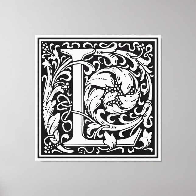 Toile Lettre L Monogramme médiéval Art Nouveau (Recto)