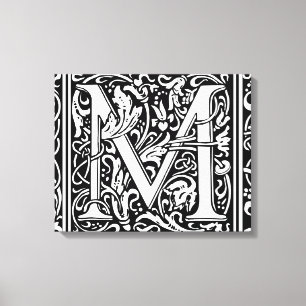 Toile Lettre M Monogramme médiéval Art Nouveau