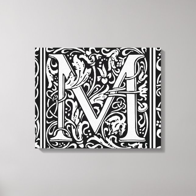 Toile Lettre M Monogramme médiéval Art Nouveau (Recto)