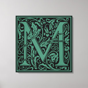 Toile Lettre M Monogramme médiéval Art Nouveau
