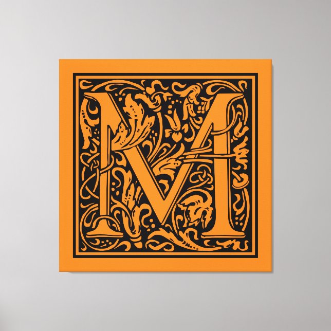 Toile Lettre M Monogramme médiéval Art Nouveau (Recto)