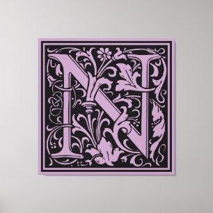 Toile Lettre N Monogramme médiéval Art Nouveau