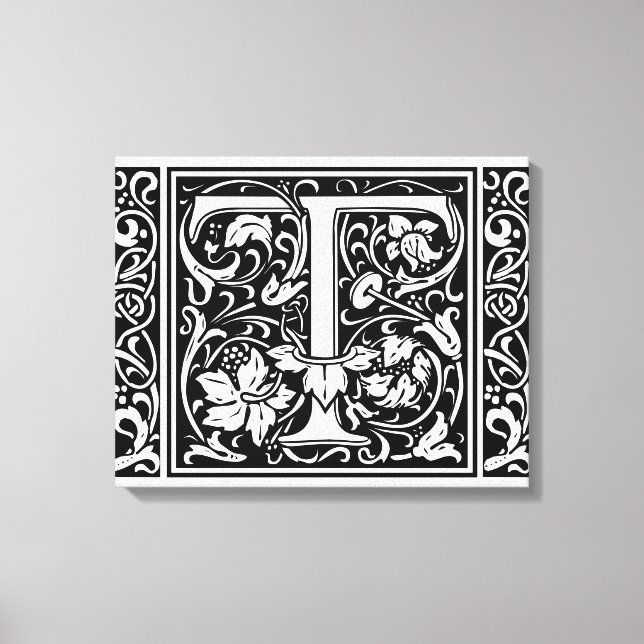 Toile Lettre T Monogramme médiéval Art Nouveau (Recto)