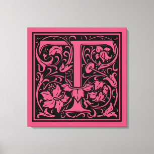 Toile Lettre T Monogramme médiéval Art Nouveau