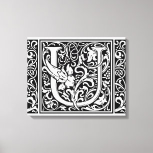 Toile Lettre U Monogramme médiéval Art Nouveau