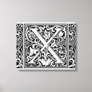 Toile Lettre X Monogramme médiéval Art Nouveau