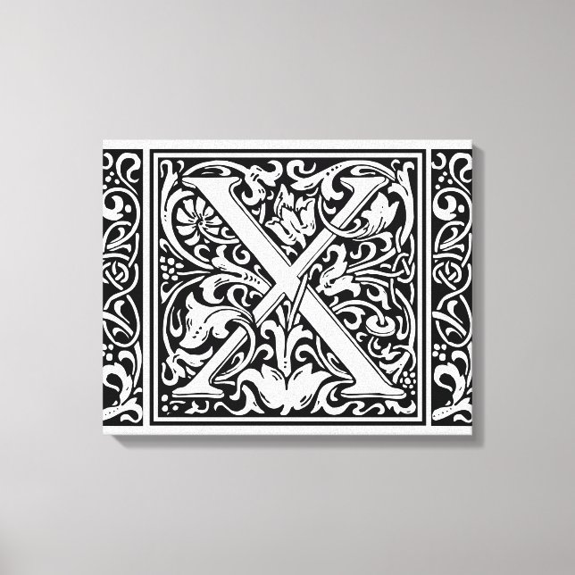Toile Lettre X Monogramme médiéval Art Nouveau (Recto)