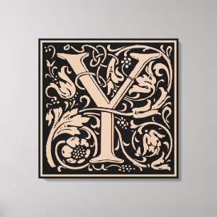 Toile Lettre Y Monogramme Art Nouveau Médiéval