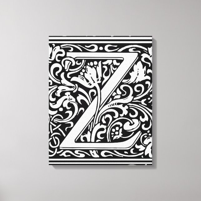 Toile Lettre Z Monogramme médiéval Art Nouveau (Recto)