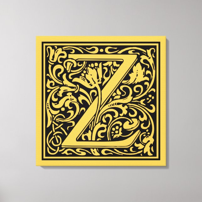 Toile Lettre Z Monogramme médiéval Art Nouveau (Recto)