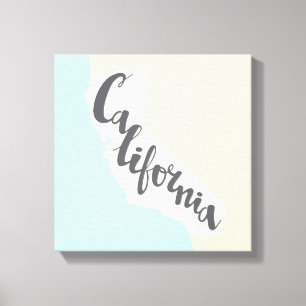Toile Lettres de pinceau californiennes avec carte silho