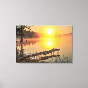 Toile Lever de soleil idyllique Misty Mountain Lake, B