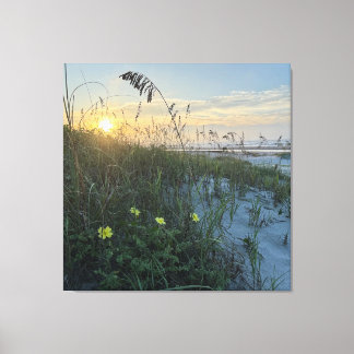 Toile Lever de soleil sur les dunes de la plage