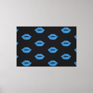 Toile Lèvres brillantes Bleues Baisers Maquillage noir 