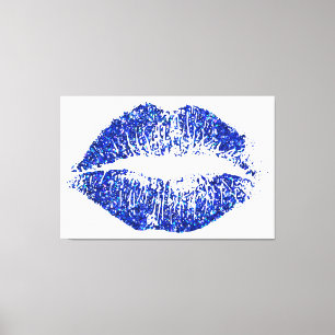 Toile Lèvres Parties scintillant bleues #2