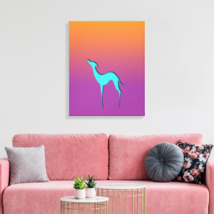 Toile Lévrier italien Whippet silhouette bleu ombré
