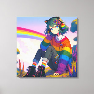 Toile LGBTQIA+ Anime Girl Lesbian Pride