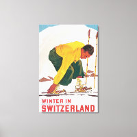 L'hiver en Suisse Poster Vintage voyage
