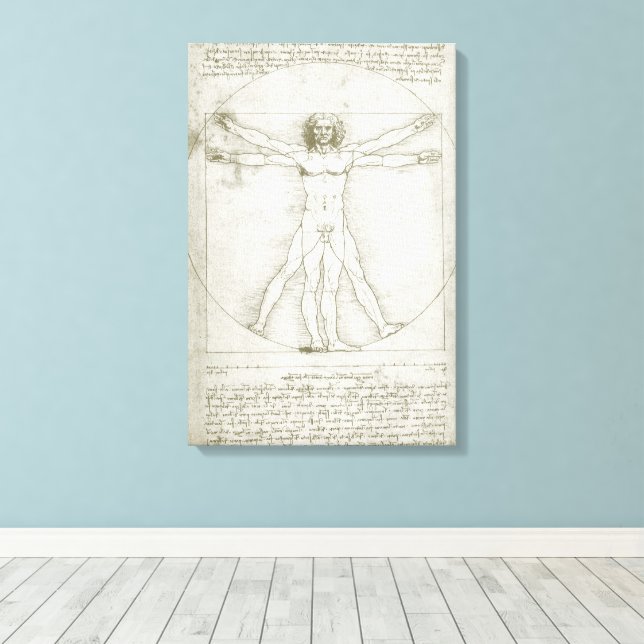 Toile L'homme vitruvien de Léonard de Vinci (Insitu (Plancher de Bois))