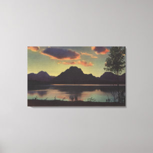 Toile L'Idaho - vue de crépuscule de Mt. Moran et lac