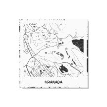 Lienzo mapa minimalista Granada - Blanco-Negro