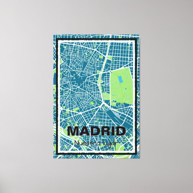Toile Lienzo mapa minimalista Madrid - Azul-verde (Recto)