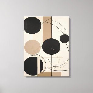 Toile Ligne Abstraite et cercle Art moderne en beige