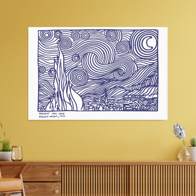 Toile ligne art Starry Night (Insitu(Salon))