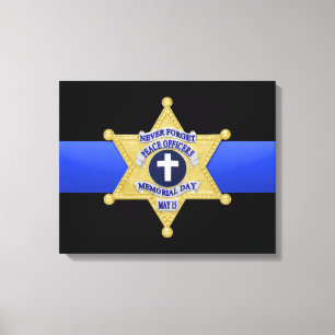 Toile Ligne Bleue Mince & Badge