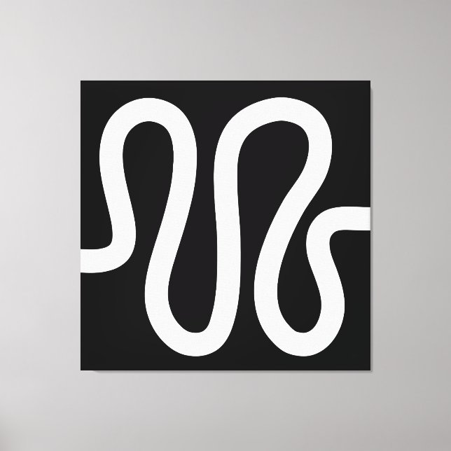 Toile Ligne courbe 01a - Blanc sur noir (Recto)