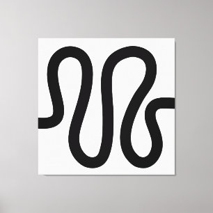 Toile Ligne courbe 01a - Noir sur blanc